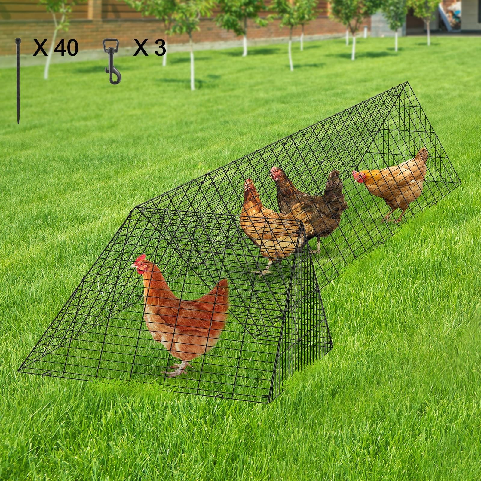 VEVOR Túnel Portátil para Pollos 400 x 100 x 61,5 cm, Gallinero para Patos y Conejos, con Marco de Esquina para Patio y Exteriores