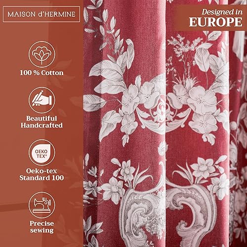 Miniatura 2 de Maison d' Hermine - Cortinas de 100% algodón, 1 panel, con filtro de luz, para sala de estar, dormitorio, con varilla y bolsillos de presillas, Joli