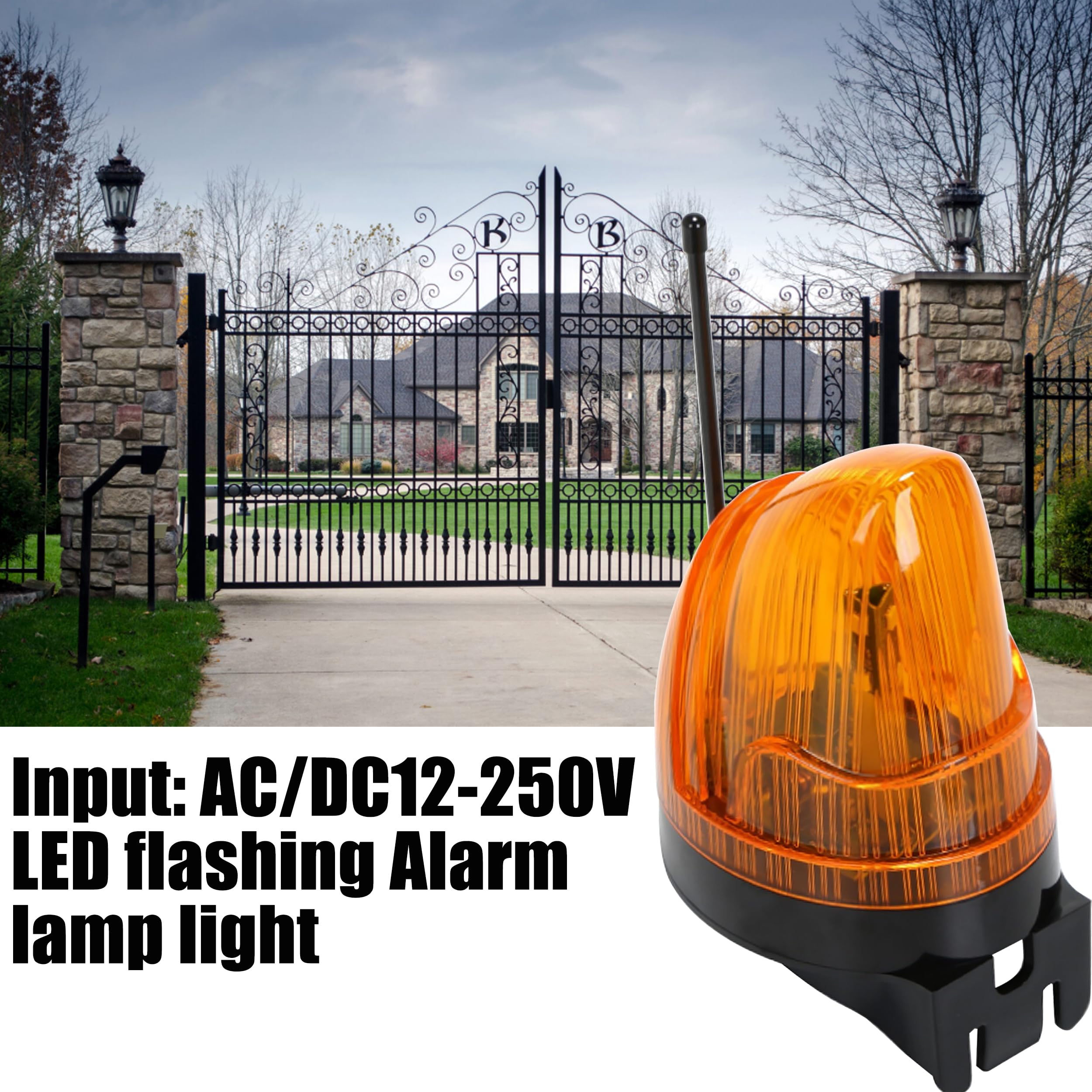 Intermitente para puerta automática 220 V universal con antena 433,92 MHz intermitente LED AC/DC 12 V – 265 V largo voltaje, impermeable, con soporte de instalación