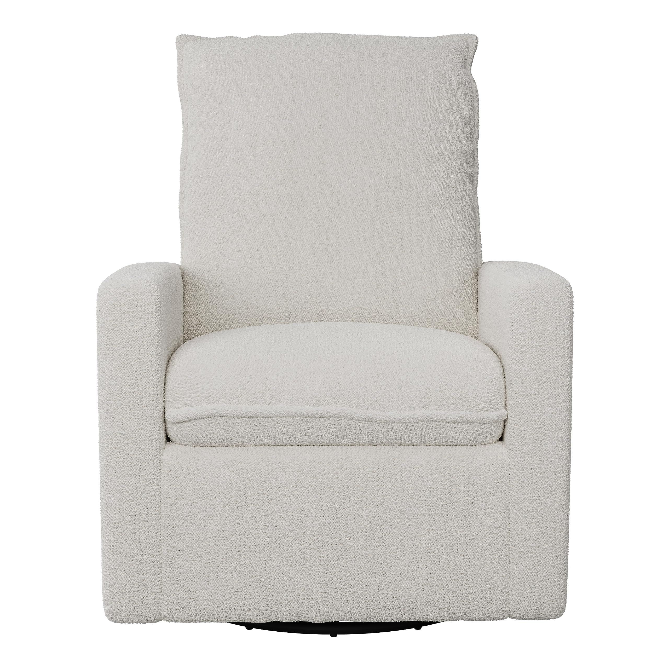 CorLiving Caillie Ultimate Comfort Cream Boucle Upholstered Swivel Recliner Glider Chair - Reclining Gliders, Swiveling Glider Recliner Chairs, Perfect Reclining Swivel Gliding Chair for Relaxation