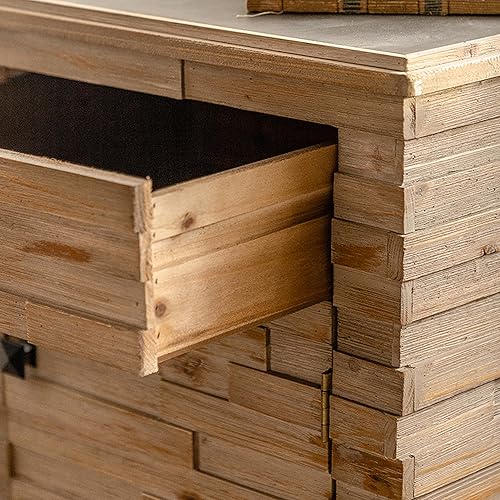 Miniatura 6 de EDWINENE Mesa de centro de gabinete lateral con diseño de empalme retro de 19.69 pulgadas, para sala de estar, oficina y comedor