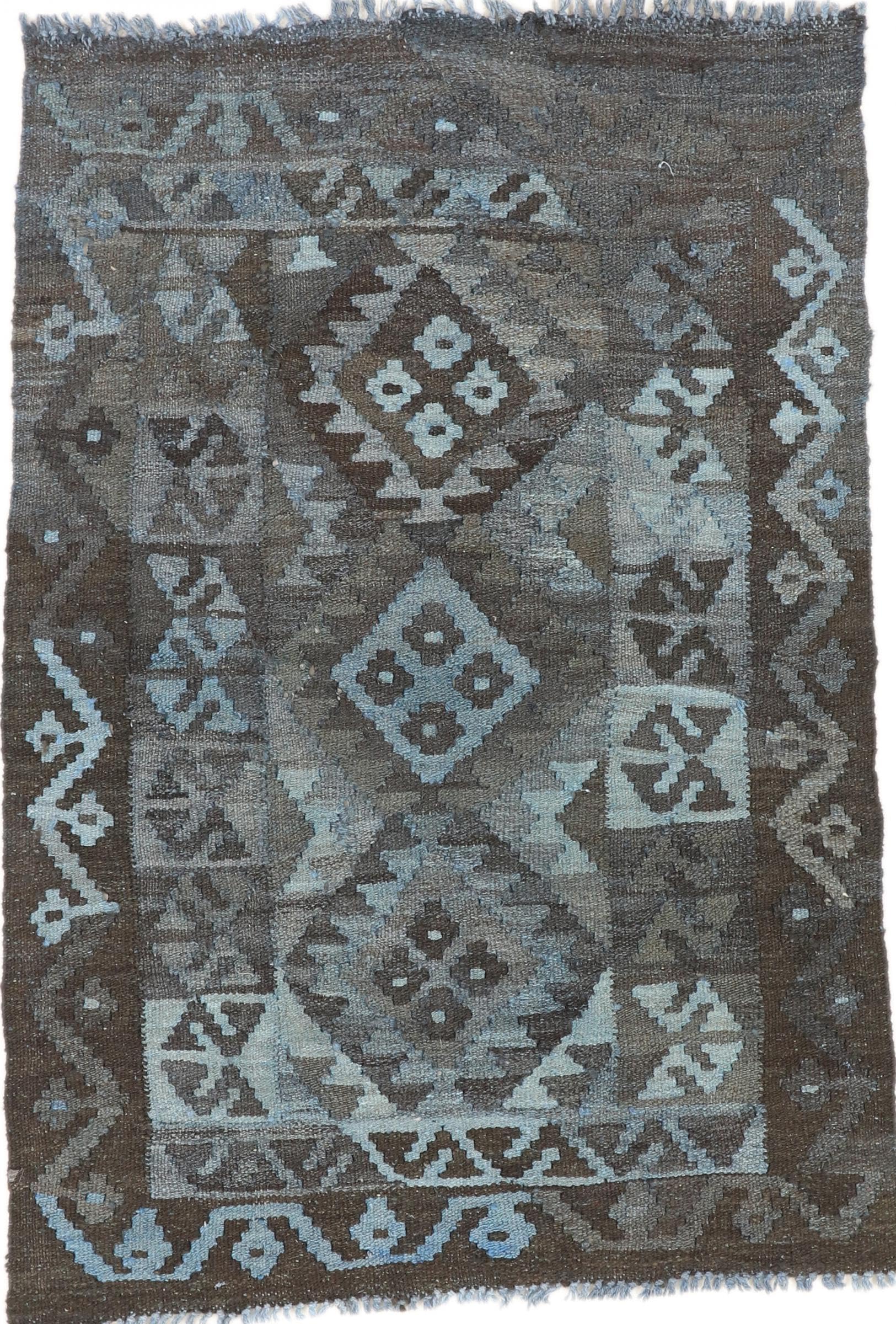 Tapis laine Kilim Afghan tissé main 80x117 tapis d'Orient Chromatic