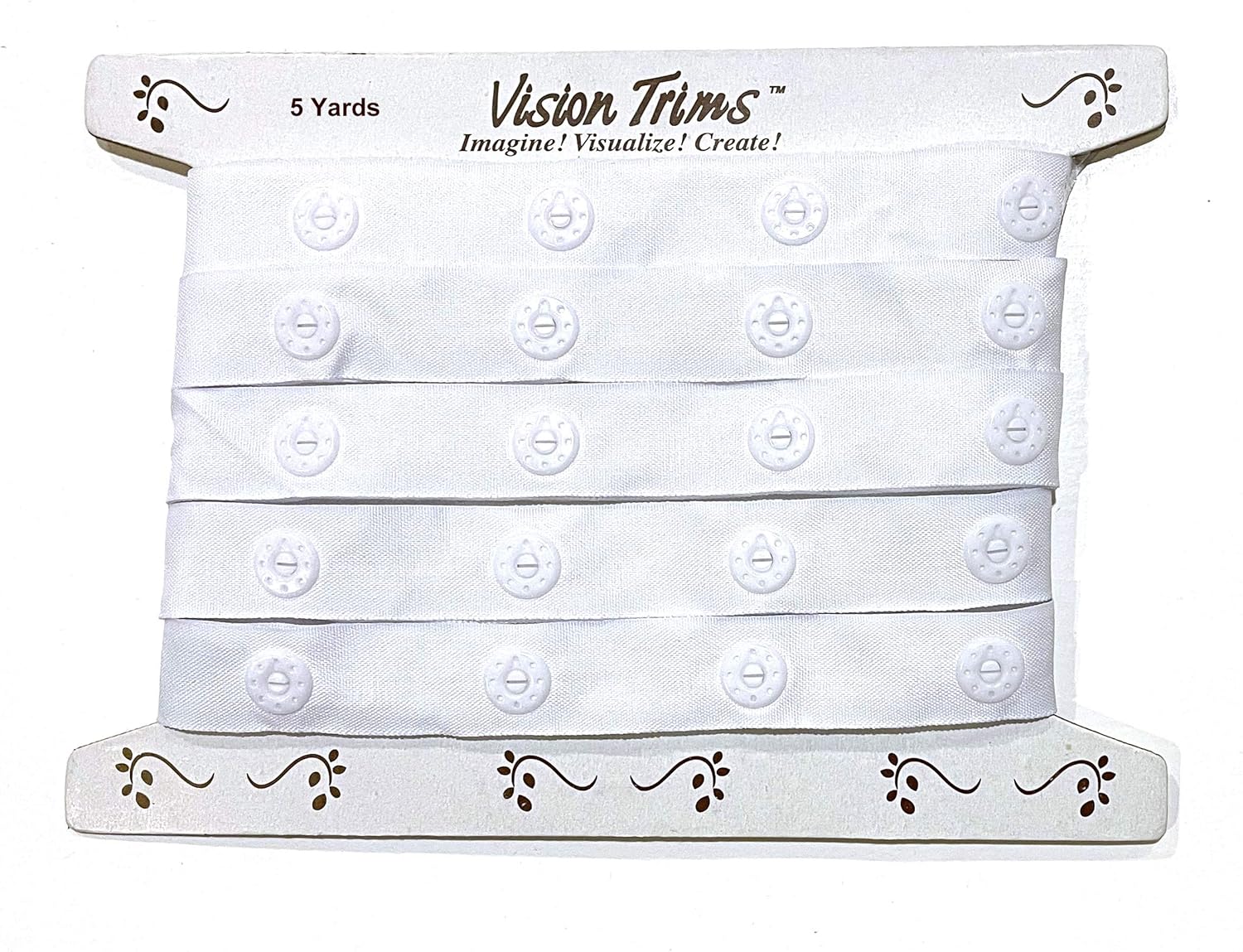 5 Yards Plastic Snap Button Large Jumbo Size Polyester Tape Hook & Eye Zipper Popper Press Stud Fastener Baby Crotch Fastening Duvet Sewing Renaissance Dance Costume Drapery Lingerie-White -#3W-5