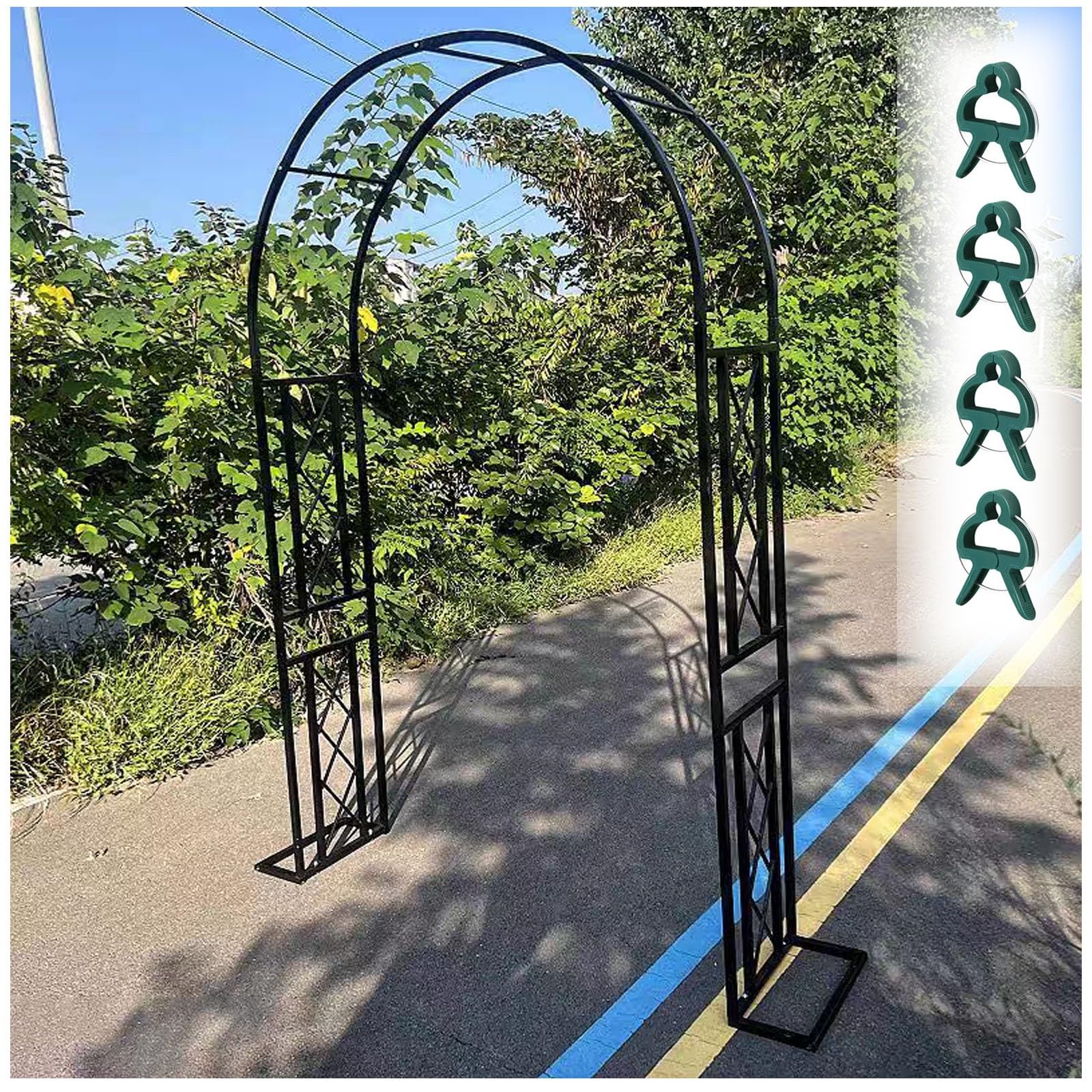 Metalowy łuk ogrodowy do roślin pnących, altanka ślubna, krata, bez rdzy, stalowy łuk różany, wysokość 240 cm, szerokość 200 cm, idealny do dekoracji na zewnątrz i podparcia roślin