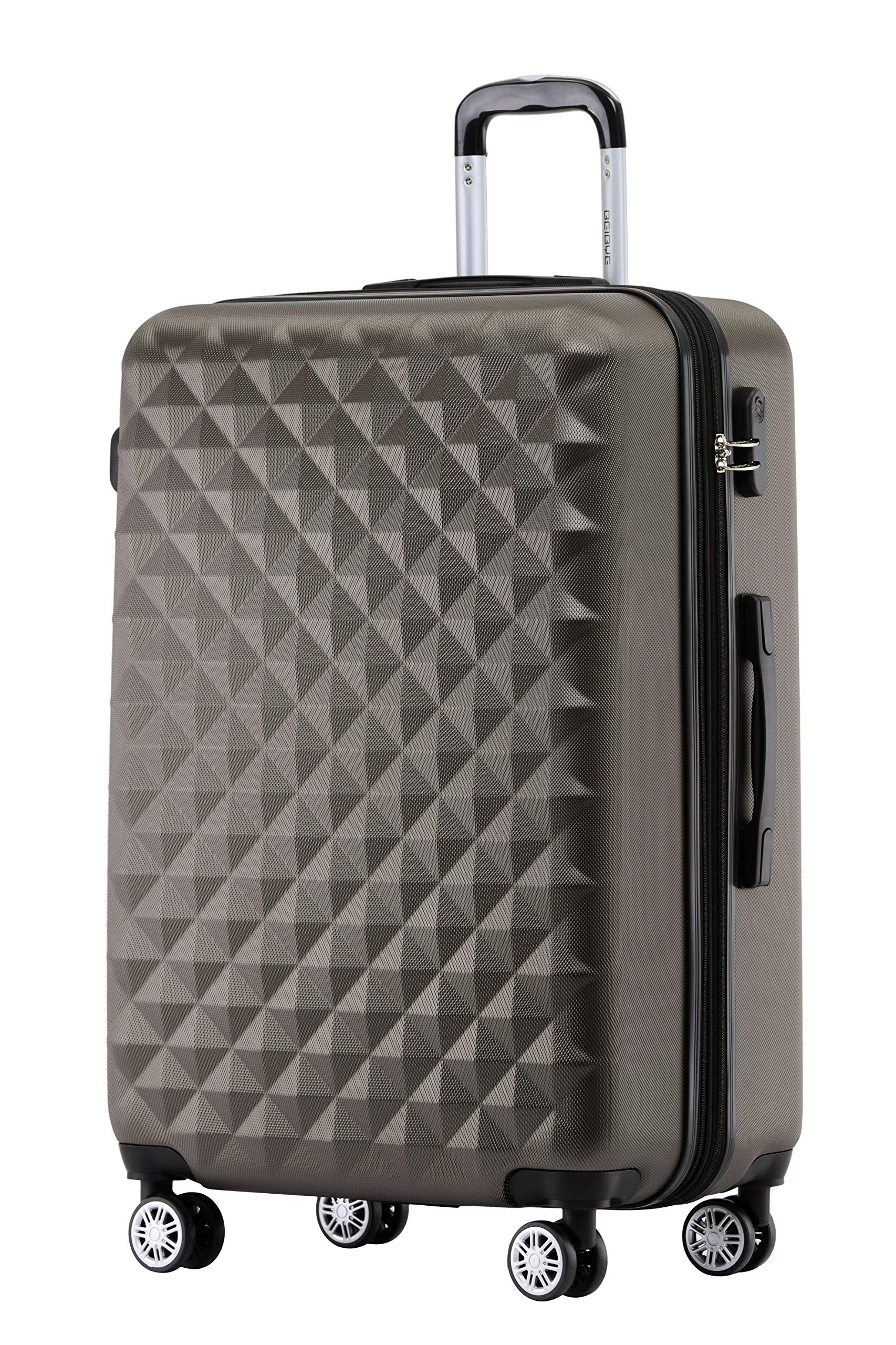 BEIBYE Zwillingsrollen 2066 Hartschale Trolley Koffer Reisekoffer Gepäck M-L-XL-Set (Coffee, L)