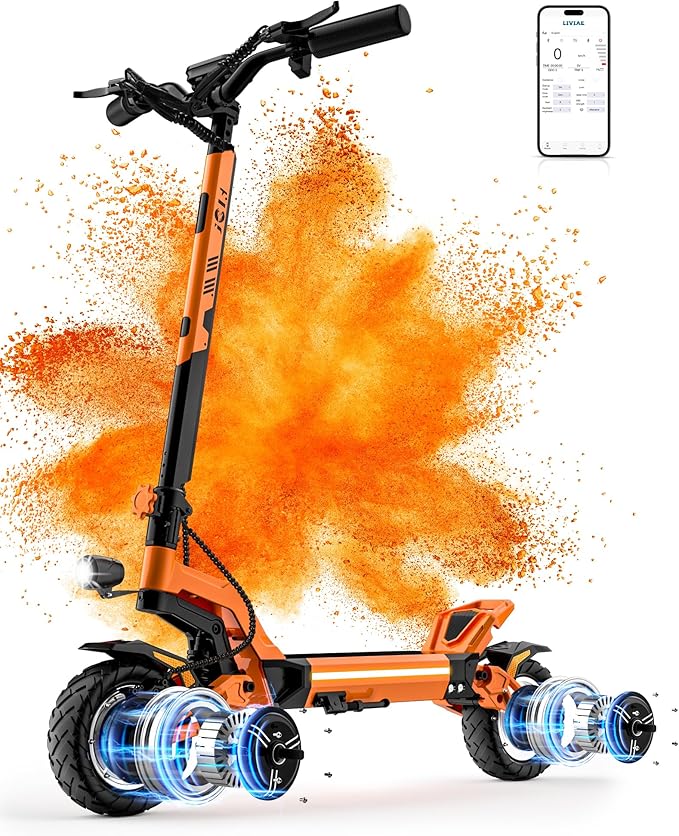 JGH X5 Ultra Electric Scooter for Adults,Dual Suspension & Dual Braking,Max 40 Miles Long Range,Top Speed 45 Mph with 3200W Dual Motors,Vacuum tire,Smart Display Foldable Fast E Scooter for Adult