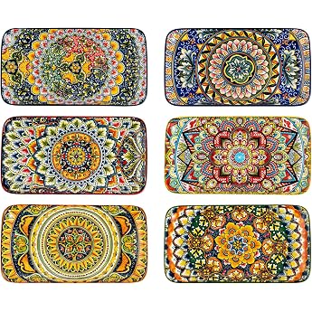 Henten Home Serving Platter for Appetizers Sushi Fruit Salad Dessert - Microwave/Oven/Dishwasher Safe - Multicoloured