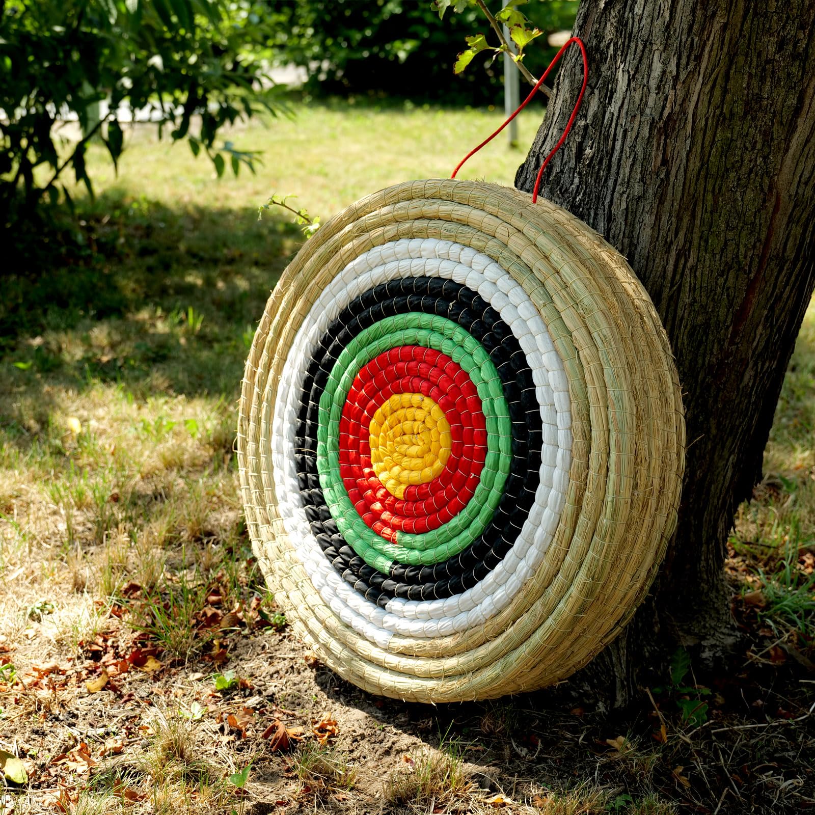 Cible en paille 50 cm pour le sport à l'arc | Cible de paille traditionnelle avec 5 anneaux | Différentes épaisseurs
