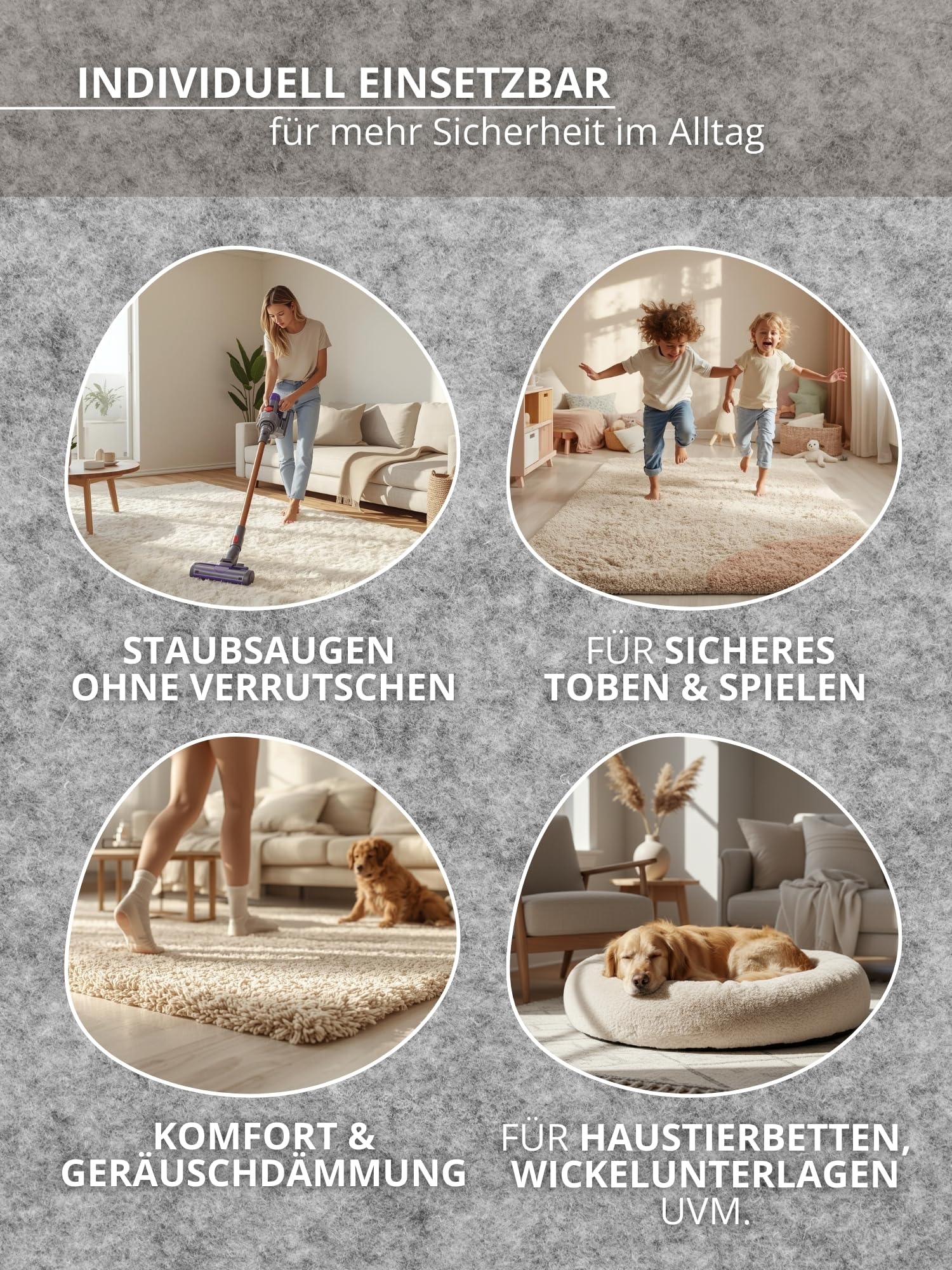 Hanse Home Base - Teppich Unterlage Grip, rutschfestes Teppichpad, Anti-Rutsch-Matte dünn, zuschneidbare Rutschmatte, Teppich Stopper, Universeller Gleitschutz für Boden, Schubladen - Grau, 240x330cm