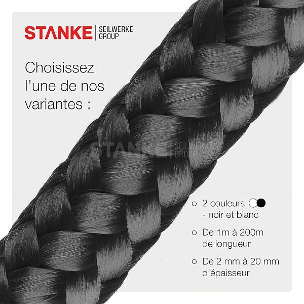 Seilwerk STANKE Corde polypropylène Noir 4mm 10m - Ficelle Jardin pour Attacher Les tomates - Corde extérieur de Camping - Cordelette résistante aux UV - 3