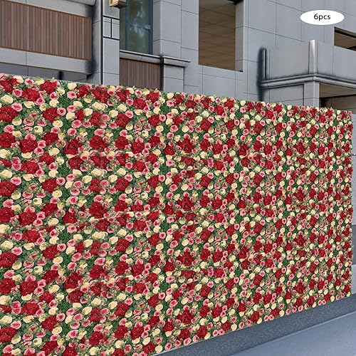 Miniatura 5 de DNYSYSJ 6 fondos de pared de flores de hortensias rosas, decoración de flores artificiales, telón de fondo de pared de flores artificiales para