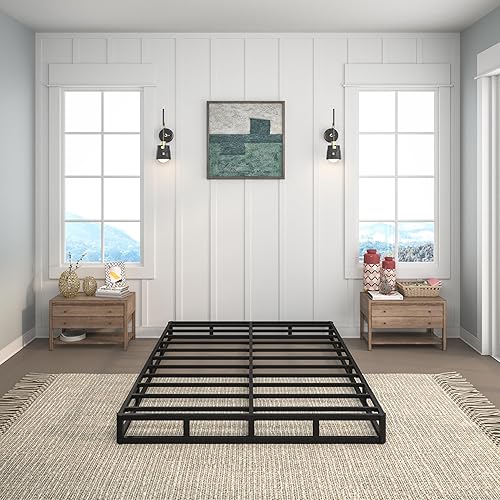 Miniatura 5 de Base de resortes de 7 pulgadas para cama tamaño matrimonial, base de colchón de metal resistente, capacidad de 3000 libras, perfil alto, sin ruido,