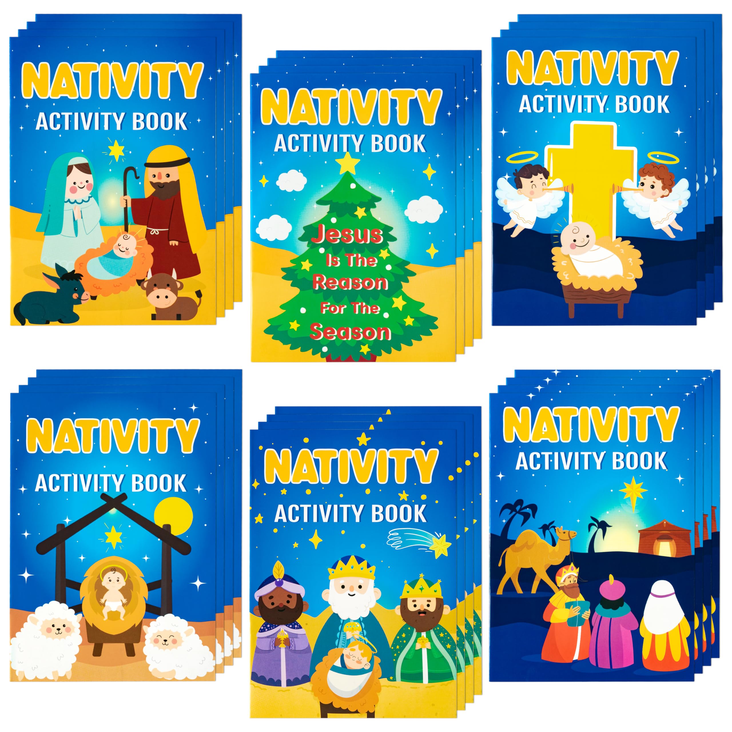 2ooya 24PCS Nativity Activity Books for Kids, Merry Christmas Mini Coloring Games Books Bulk, Mazes & Word Search Games for Xmas Stocking Fillers, Party Bag Stuffers, Educational Gifts School Prizes — image 1