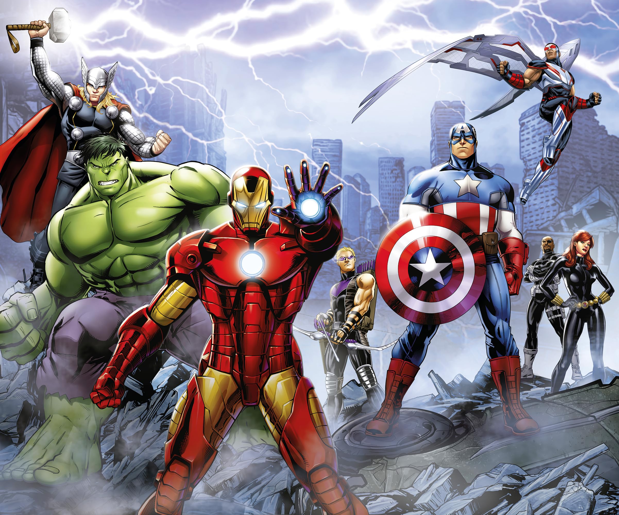 Komar Vlies Fototapete - Marvel Avengers Ultimate Warriors - Größe 300 x 250 cm - Tapete, Kinderzimmer, Kindertapete