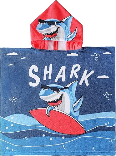 NovForth Toalla de playa para niños y niñas, toalla de baño con capucha, toalla de piscina para niños pequeños con capucha