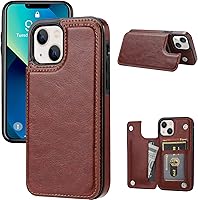 Vista 16 de Funda tipo cartera compatible con iPhone 13, funda protectora delgada con tarjetero, cuero PU con soporte y ranuras para tarjetas con un cristal