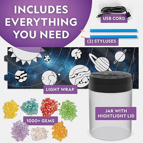 Miniatura 5 de NATIONAL GEOGRAPHIC - Luz nocturna con sistema solar de pintura de diamantes, haz tu propia luz nocturna con más de 1000 gemas para decorar, kits de