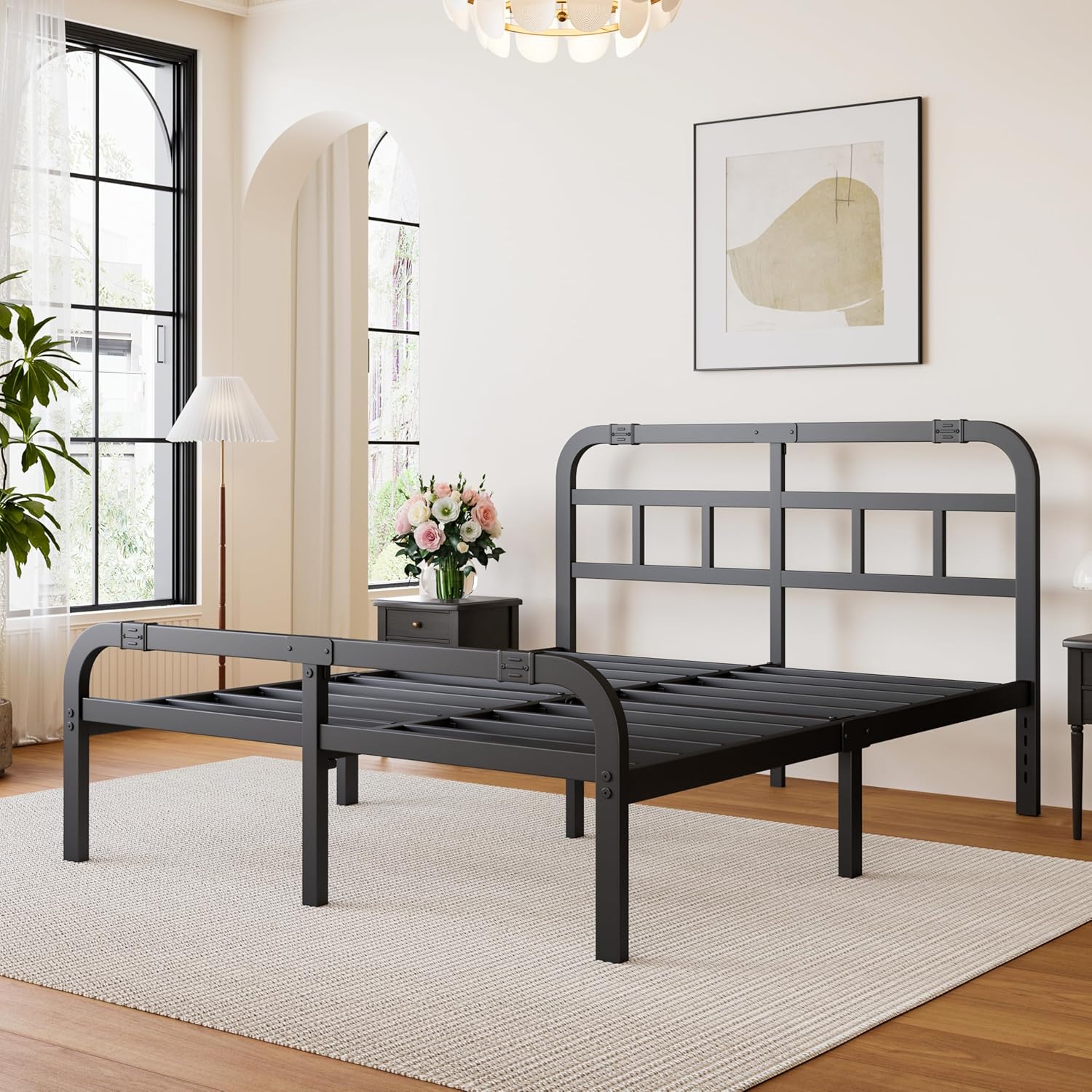 ZIYOO 14Inch Full Bed Frame with Headboard/Footboard, Sturdy Metal Platform Design, Large Storage Space, No Box Spring Needed, Quiet Noise Free, Easy Assembly - Image 8