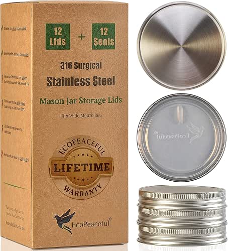 316 Surgical Stainless Steel Mason Jar Lids WIDE Mouth -