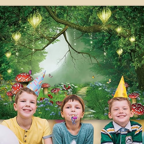 Miniatura 6 de Telón de fondo de bosque de cuento de hadas, 84 x 60 pulgadas, fondo de bosque encantado, fondo de bosque de cuento de hadas, fondo de bosque de