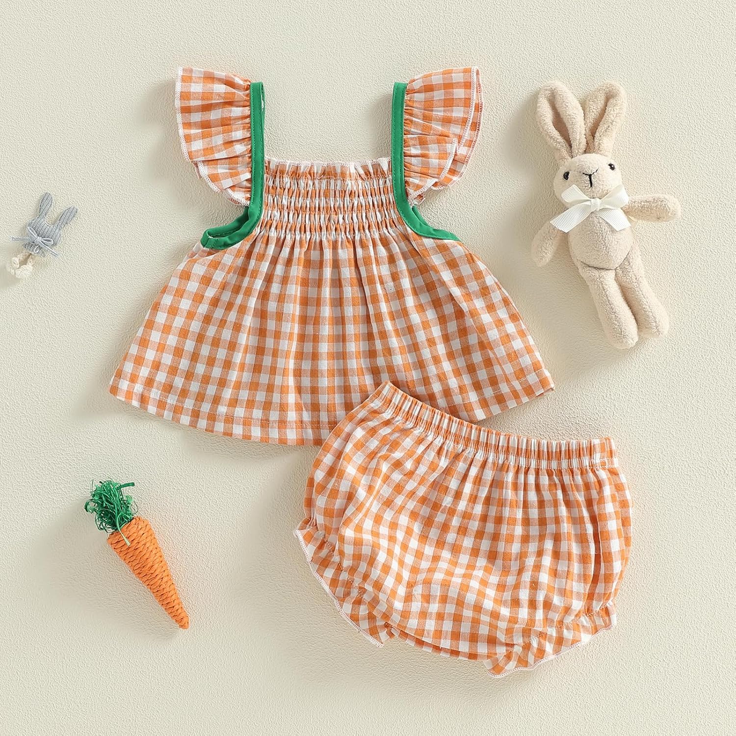 Karwuiio Baby Girl Summer Clothes Flying Sleeve Smocked Babydoll T-shirt Tops Ruffle Shorts Cute Newborn Outfits 2Pcs Set - Image 7