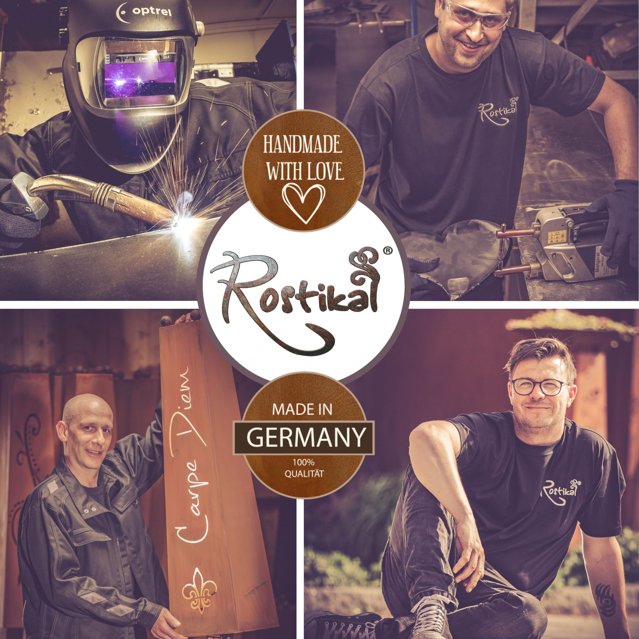 Rostikal Cortenstahl Säule 100 cm – Personalisierte Rostdeko mit Wunschname – Robuste Metall Stele für Garten, Haus & Eingangsbereich – Edelrost-Dekosäule