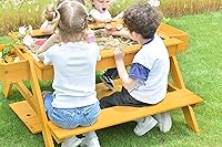 Vista 5 de Avenlur Mesa de arena de madera para niños, juego sensorial, madera de pino duradera, portátil, estante de almacenamiento, juego imaginativo