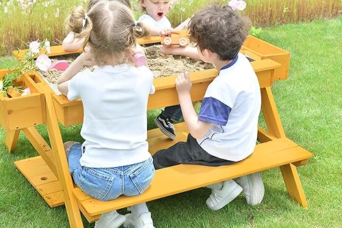 Miniatura 5 de Avenlur Mesa de arena de madera para niños, juego sensorial, madera de pino duradera, portátil, estante de almacenamiento, juego imaginativo