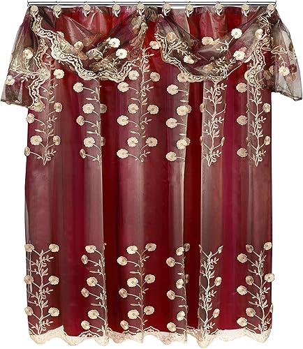 Miniatura 1 de Popular Bath 961768 Ombre Rose, Cortina de ducha Sheer LACE, Borgoña