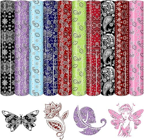 Miniatura 8 de HTVSTD Kwanzaa HTV Vinilo de transferencia de calor  12 hojas (12 x 10 pulgadas) patrones de África HTV vinilo de transferencia de calor con