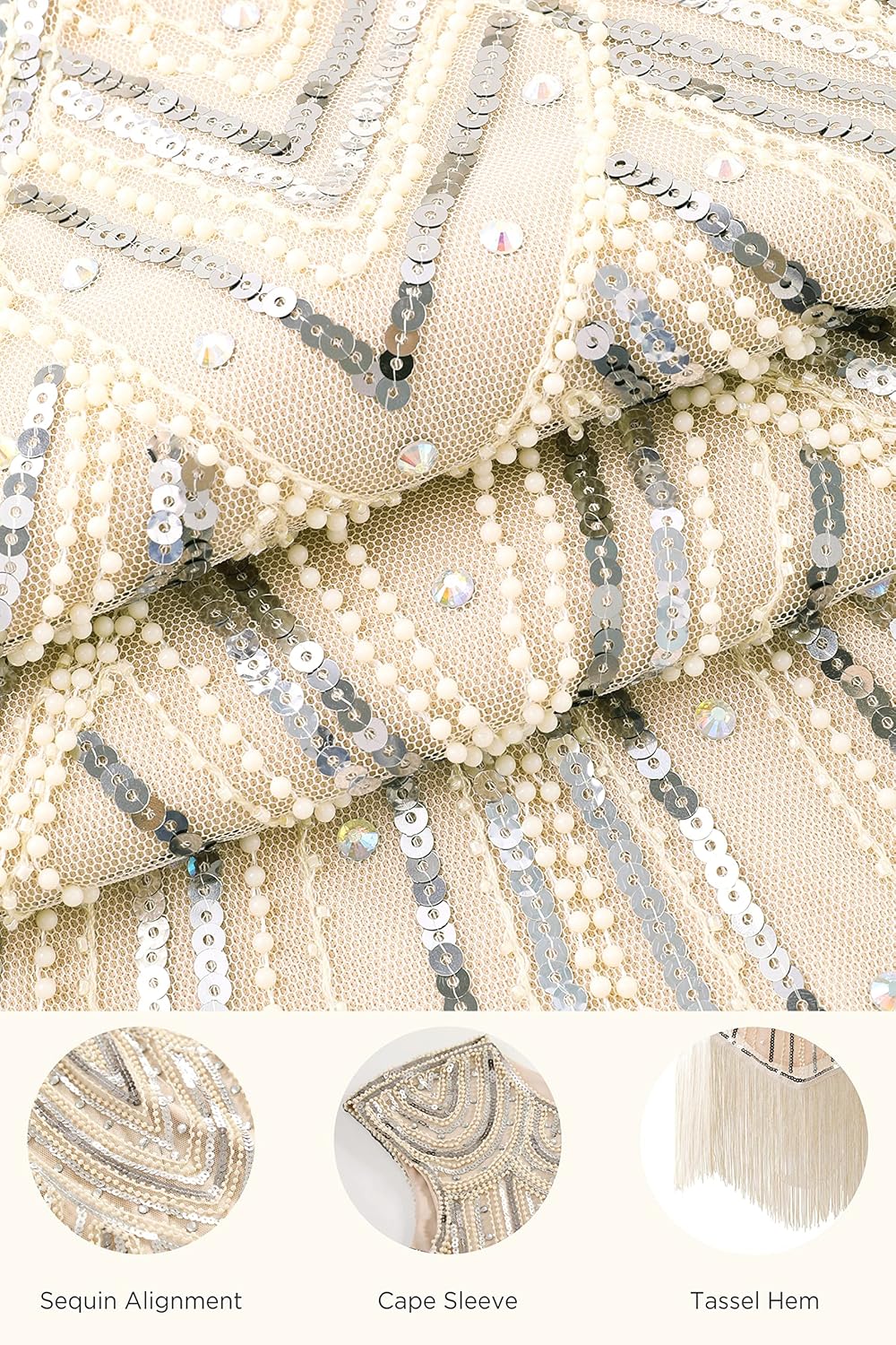 BABEYOND Women's Flapper Dresses 1920s Beaded Fringed Great Gatsby Dress - Image 6