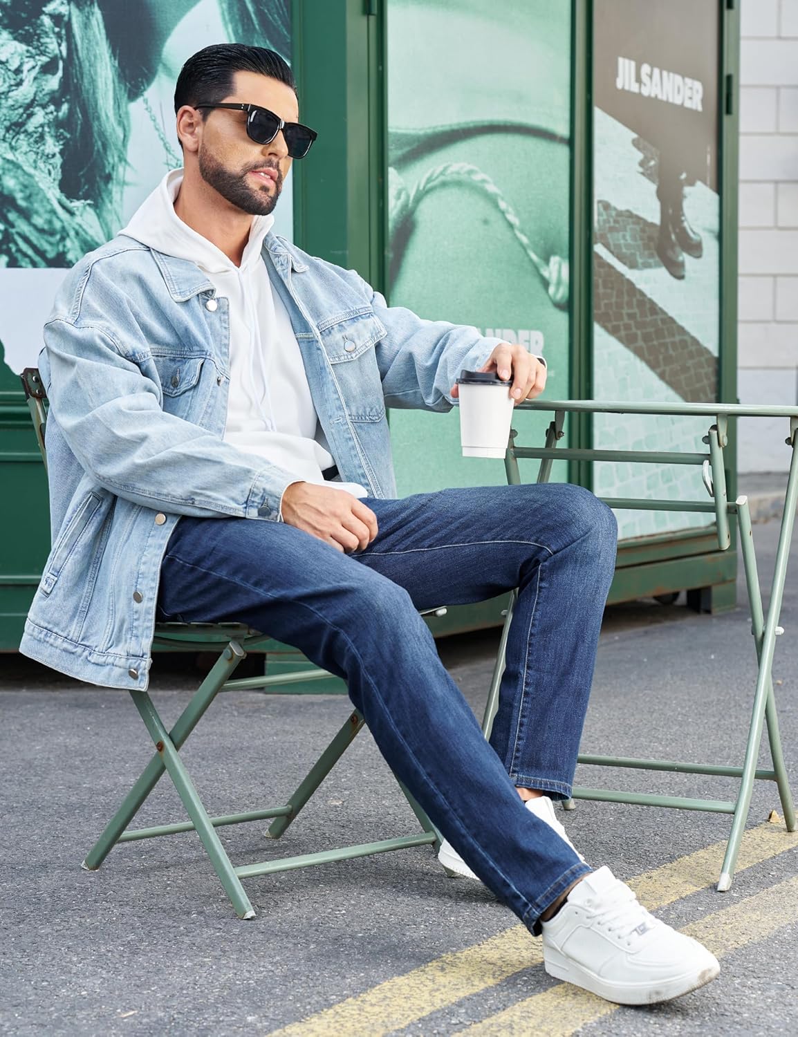 Cotrasen Men's Jeans Regular Fit Stretch Denim Pants Straight Classic Casual Pants - Image 6