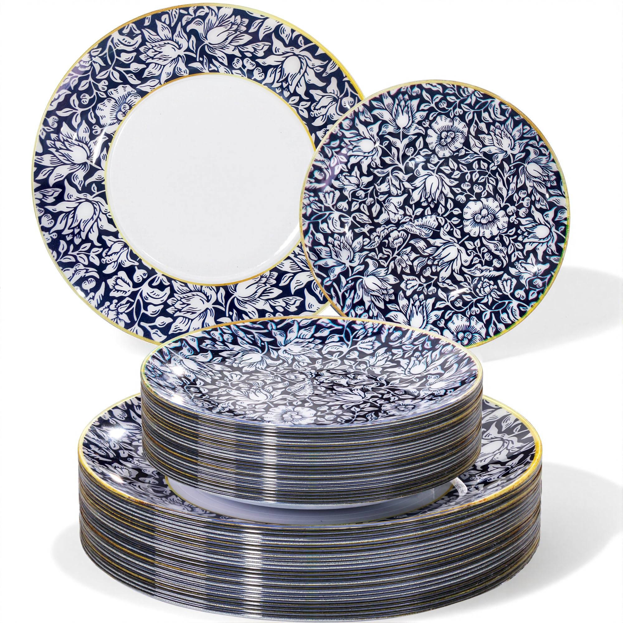 Blue & White Plastic Plates - 60 Pack for Parties -10