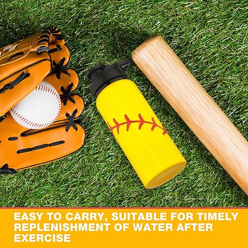 Miniatura 5 de Yaomiao 20 botellas de agua de sóftbol de aluminio para regalos de sóftbol, vaso de softbol, tapa a presión, a prueba de fugas, botella deportiva de