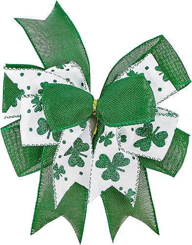 Miniatura 4 de SIMISI RIBBON Lazo de Navidad Verde Rojo con Puntos, Lazo Rústico de Arpillera para Corona, Árbol de Navidad, Decoración de Fiestas (24.1 x 33 cm)
