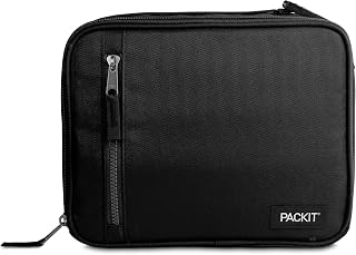PackIt Freezable Classic Lunch Box Black - Built-in Gel Walls Keep Food Cold for Hours, BPA-Free
