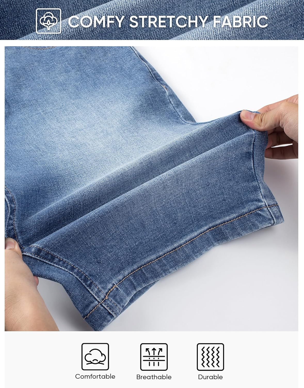 JMIERR 2026 Mens Skinny Denim Shorts Stretch Casual Comfy Slim Fit Summer Classic Jean Shorts - Image 4