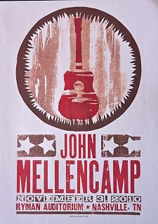 John Mellencamp - Live at The Ryman - Concert Gig Poster - 10"x14" - Nashville 2010