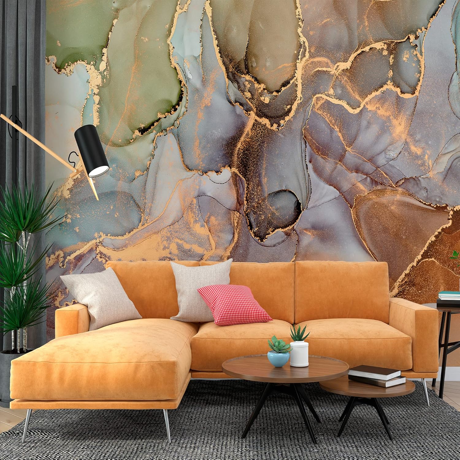 WS Wallpaper Peel and Stick Vinyl Wallpaper with Colorful Fluid Art Self Adhesive Removable Wall Murals for Living Room, Bedroom, Kitchen and Bathroom (148 x 100 in)