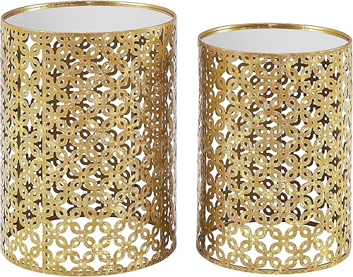 Miniatura 5 de Linon Alina - Mesas nido redondas (juego de 2), color dorado