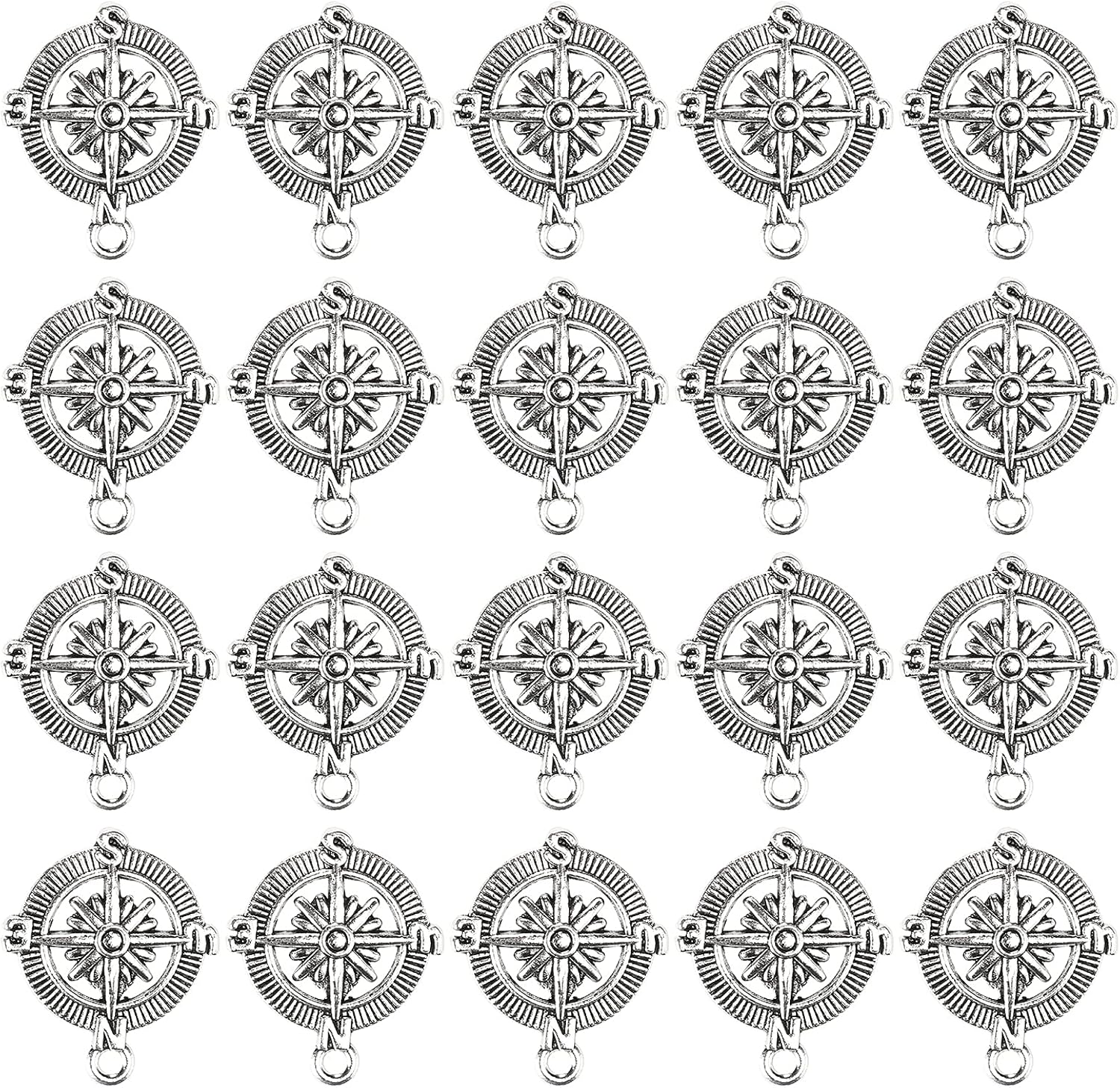Joyzan Nautical Ship Wheel Anchor Charms Pendants, Rudder Helm Compass Collection Bulk Sailor Tibetan Silver Assorted Steampunk Connector DIY Bracelet Necklace Jewelry Finding Making Craft Alloy 20PCS - Image 8