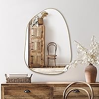 PERFNIQUE Irregular Asymmetrical Gold Wall Mirror 27x19 - Modern Decor for Bathroom Bedroom Living Room Entryway