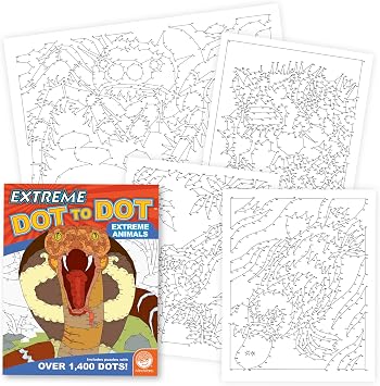 MindWare Extreme Dot to Dot Extreme Animals Educational Activity Book for Kids Ages 8-12 - Extreme Dot to Dot Coloring Books for Kids and Adults - Puzzles Ranging from 500 to 1400 Dots - Ages 8+
