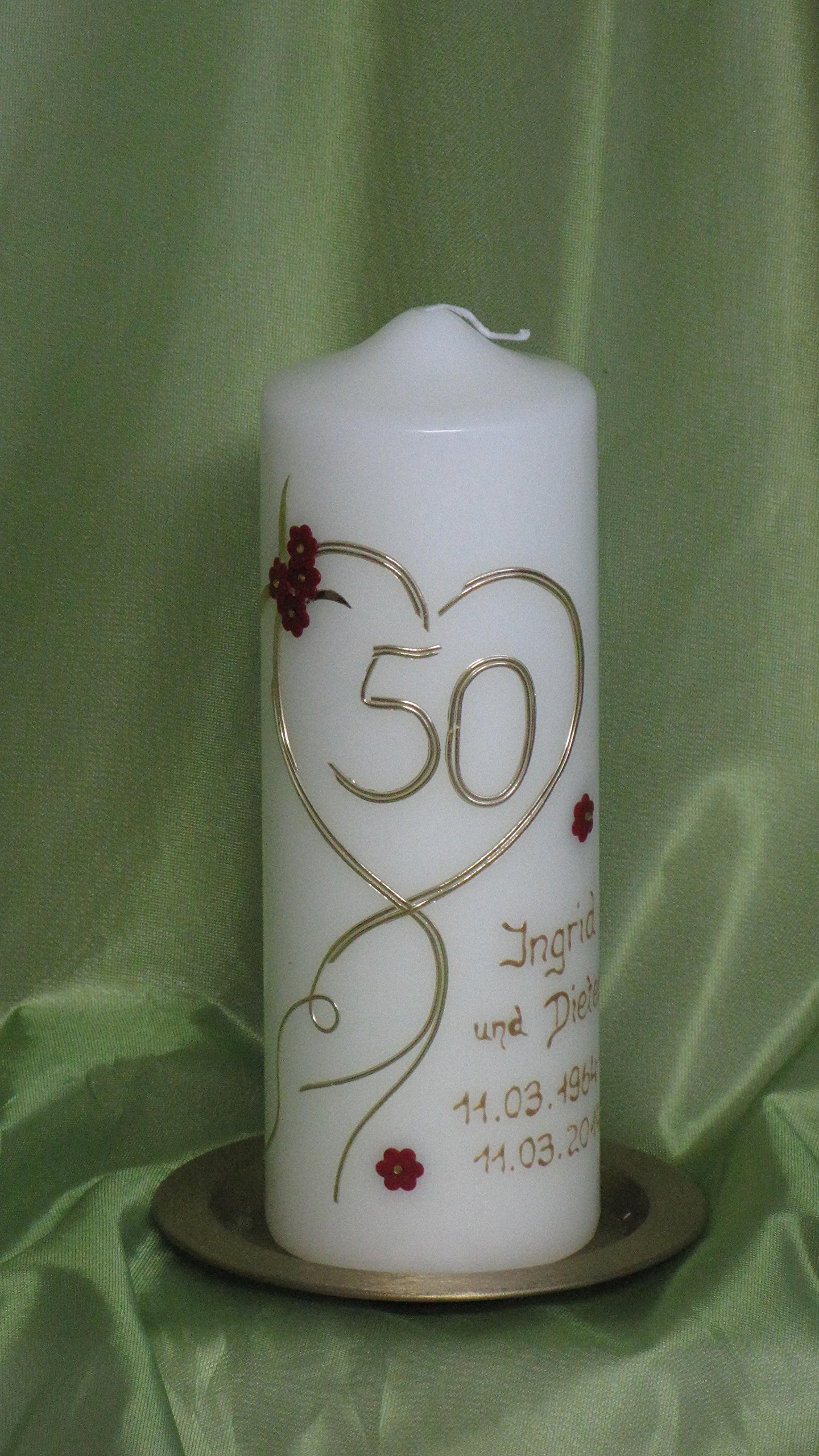 edle Hochzeitskerze/Kerze zur Goldene Hochzeit