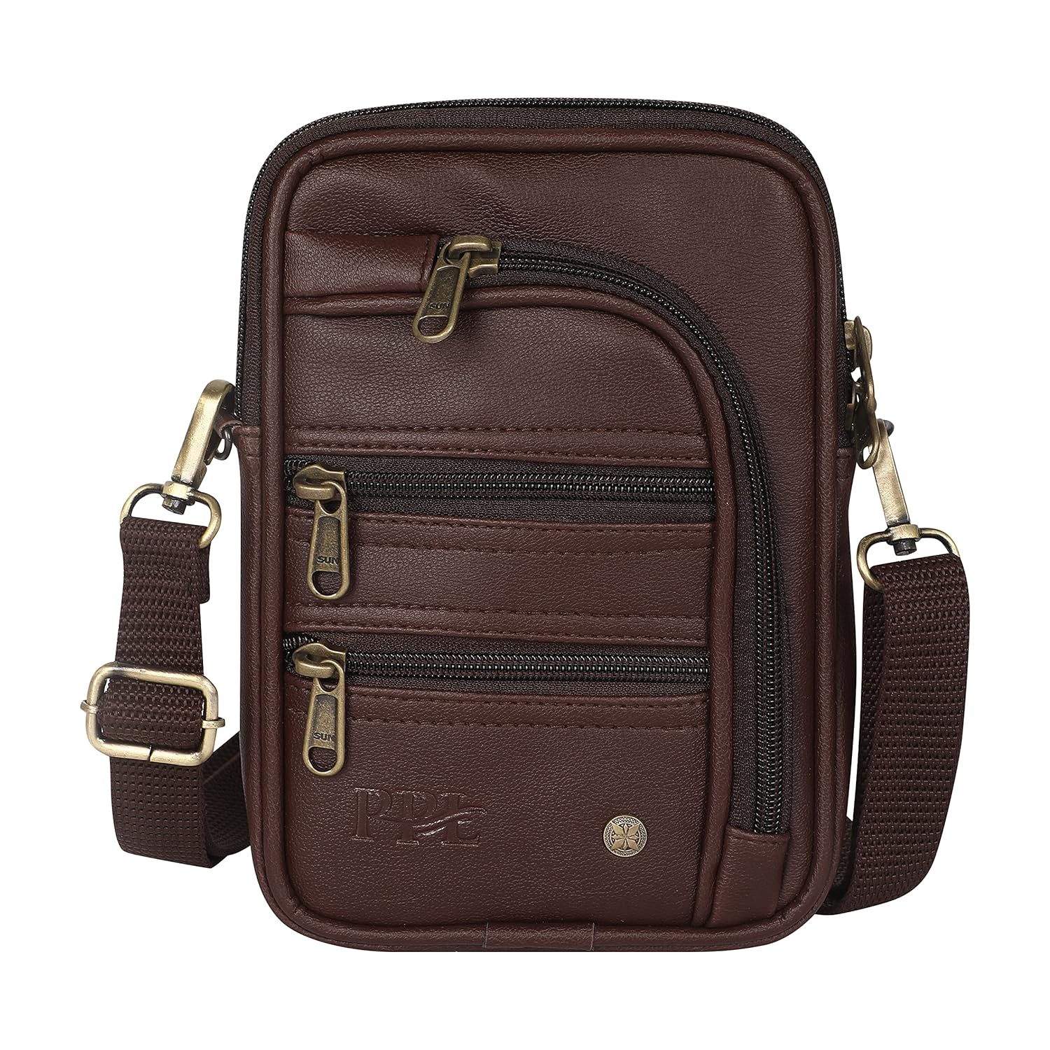 Pramadda Pure Luxury Classic Vegan Leather 7 Pocket Sling Bag For Men and Women | Compact Smart Organiser Messenger Side Mobile Bag For Easy Travel | Special Corporate Gift For Men