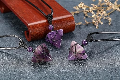 Miniatura 3 de Jovivi Collar de cristal curativo, collar con dije de piedra preciosa de cuarzo natural transparente con cuerda ajustable, joyería de cuarzo reiki