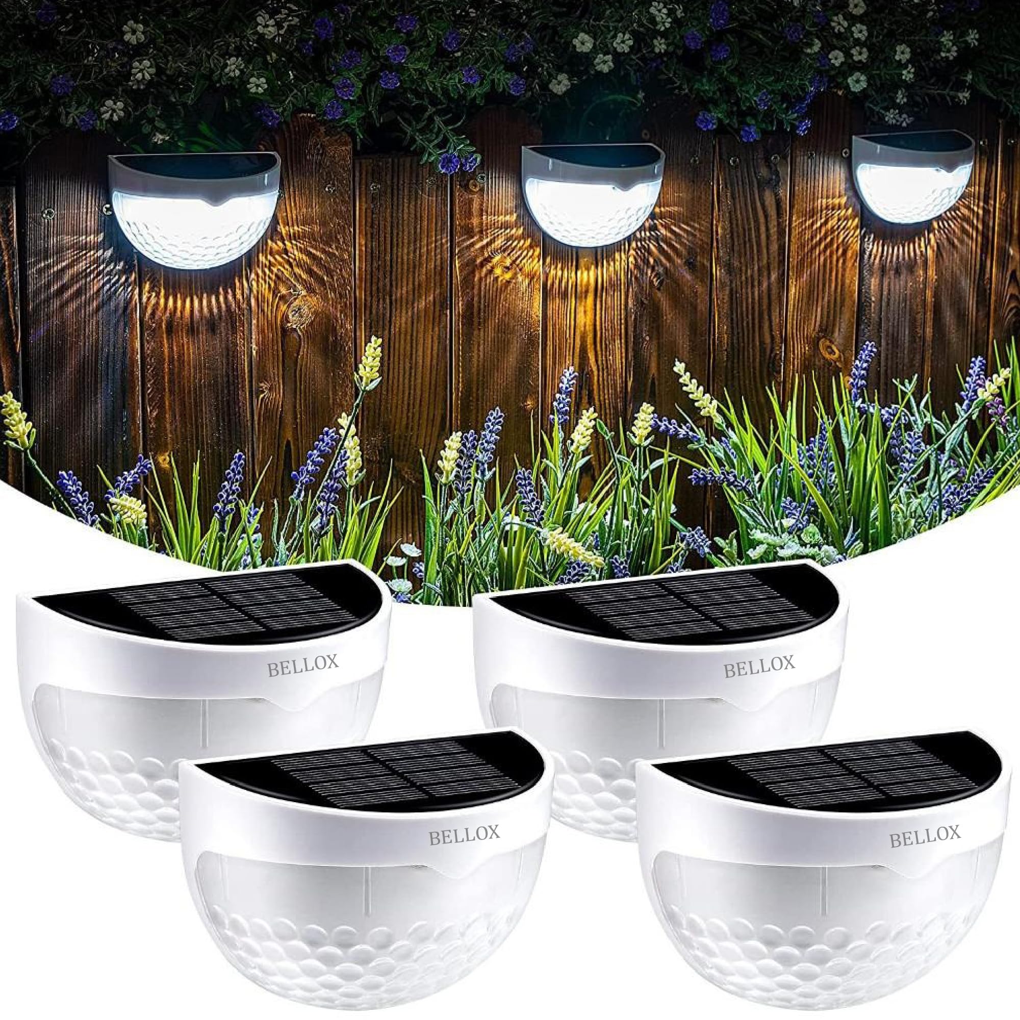 BELLOX LED Solar Lights for Outdoor Home Garden Wall Step, 4PCS Waterproof Outdoor Stair Solar Light Warm, Decorative Garden Step Lamps for Patio, Fence, Railing Fence, Pathway (Pack of 4) (B0D1MTWLWB) Amazon Price History, Amazon Price Tracker