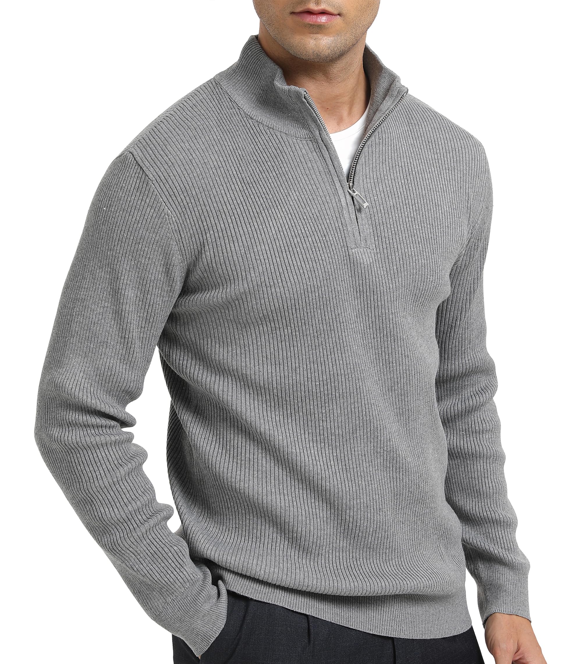DAFENP Maglione Uomo Invernale Collo Alto con Zip Pullover Dolcevita Lavoro Caldo Lungo Sweater