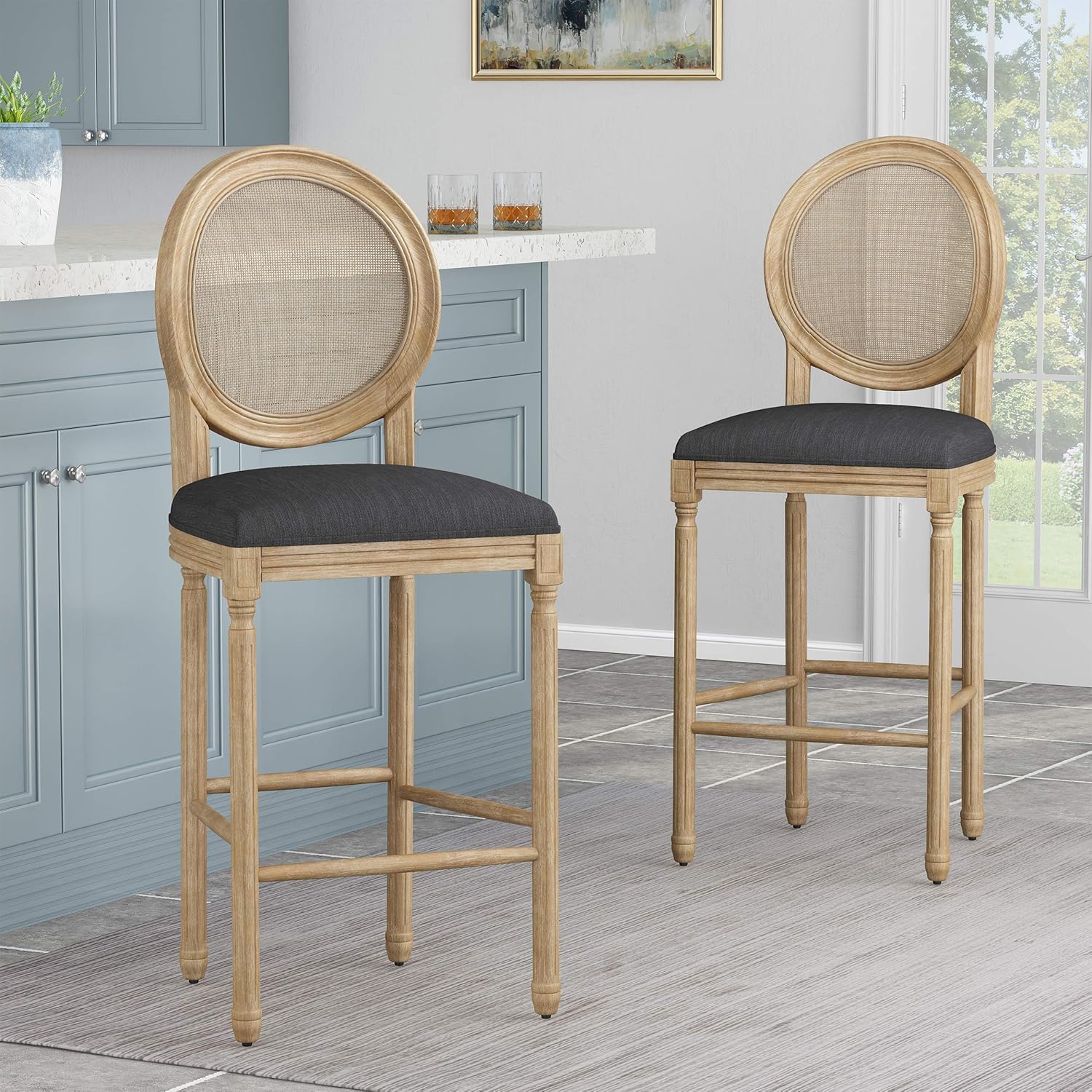 Buy Christopher Knight Home Kenny French Country Wooden Barstools With Upholstered Seating Set Of 2