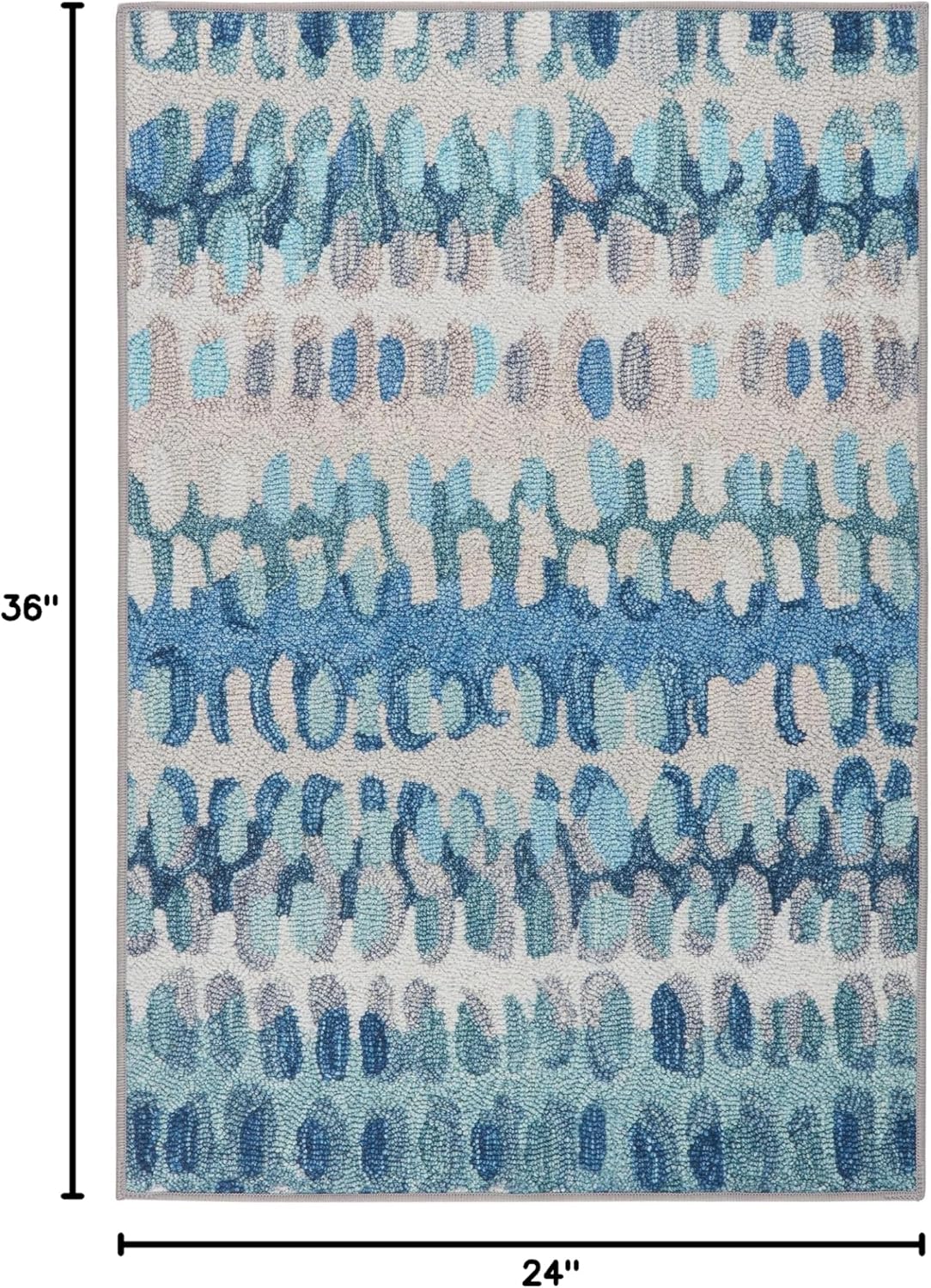 Dash & Albert Paint Chip Blue Machine Washable Rug, 2 X 3 Feet, Blue/Green Geometric Pattern